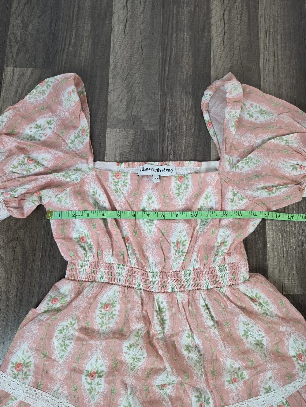 Ellsworth + Ivey Pink Floral Lace Babydoll Mini Dress Romantic Fairycore. XS